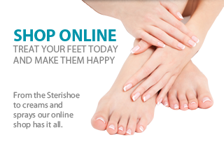Shop online. Treat your feet today and make them happy. From the Sterishoe to creams and sprays our online shop has it all.